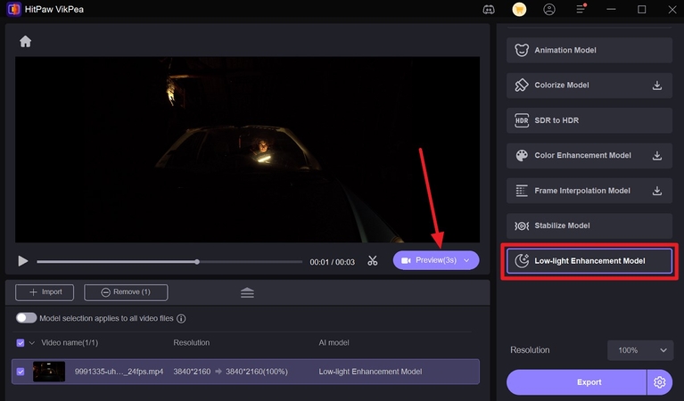 preview results low-light enhancement model