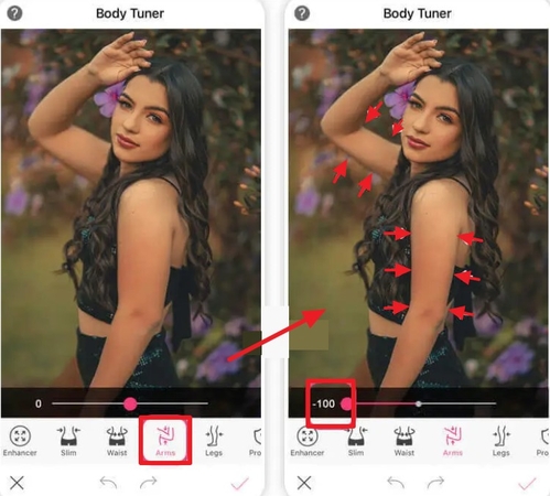 change body shape through sliders
