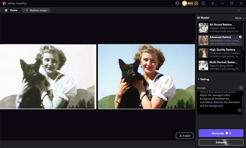 export results of colorized photo