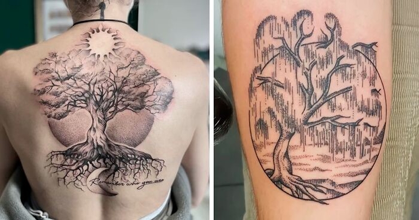 melhores ideias de tatuagem de cobertura com paisagem
