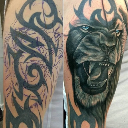 como cobrir tatuagem com leão