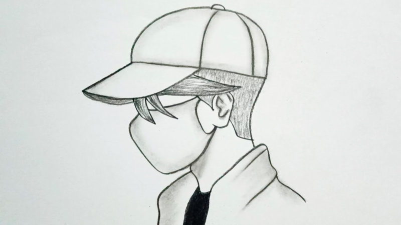 boy wearing a cap, modern and cool boy drawing style