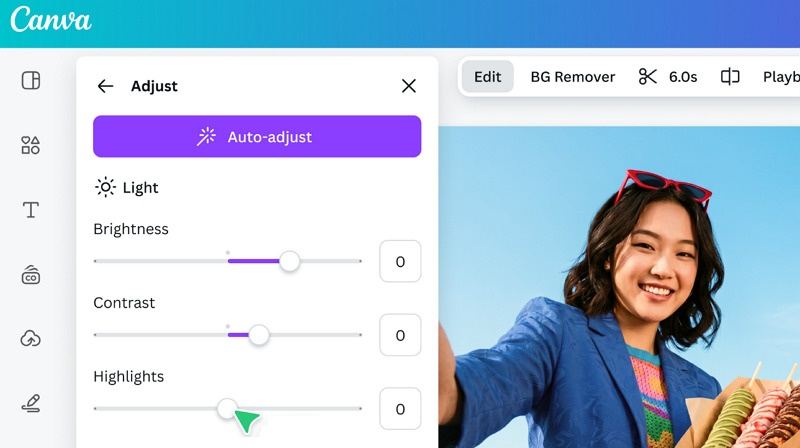 Améliorateur de photos IA de Canva