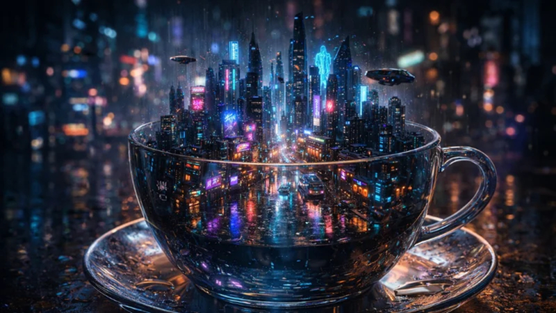 mini world cup futuristic cyberpunk city