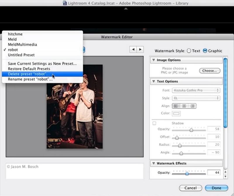 Remover marca d'água no Lightroom