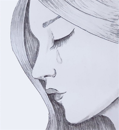 Premium Photo | A drawing of a girl with long hair and a pencil.-saigonsouth.com.vn