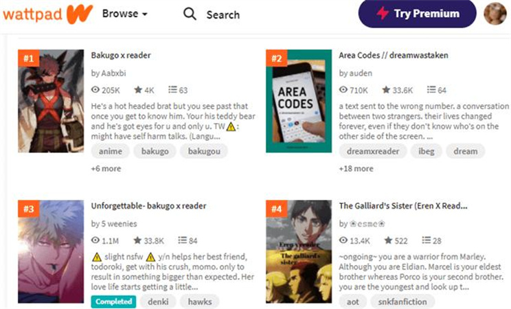 팬픽션 웹사이트 wattpad