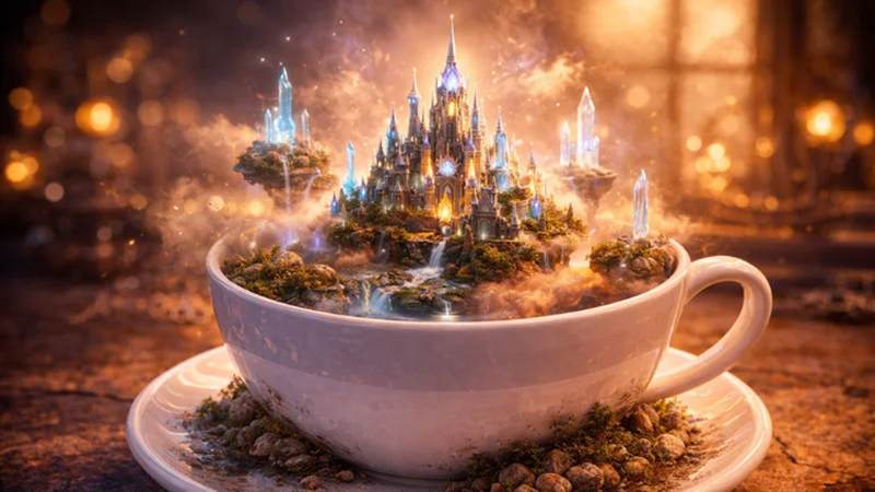 empire in a cup glowing fantasy world