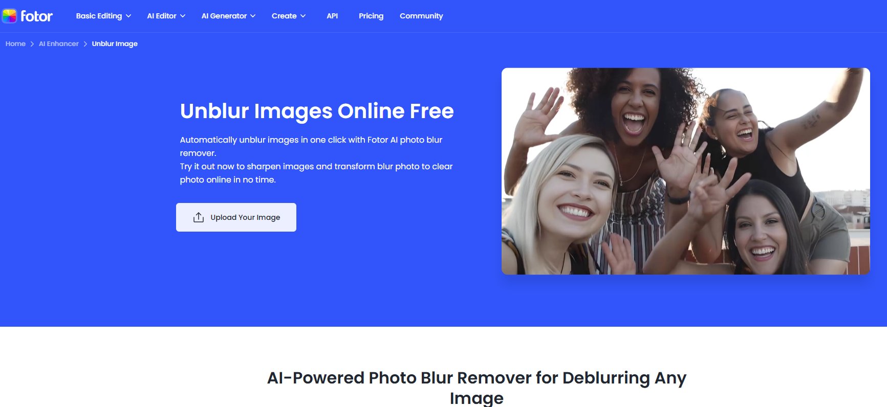 fotor unblur images online free