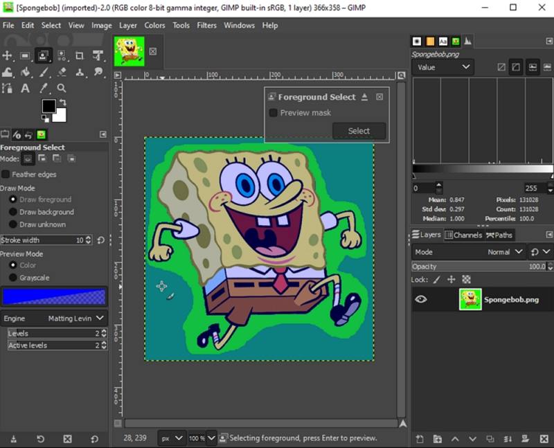 wie man den Hintergrund in GIMP entfernt