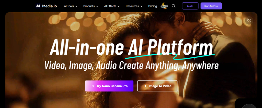 media.io homepage screenshot
