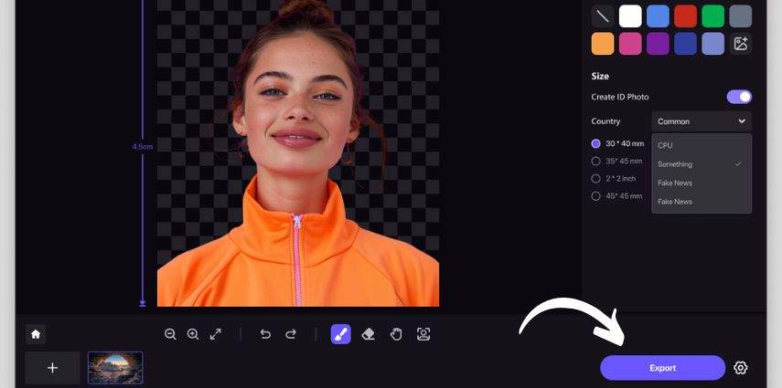 export id photo with hitpaw photo ai
