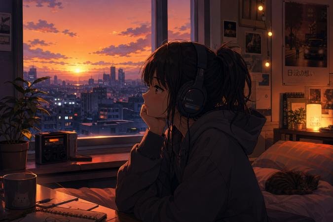 lofi dusk filter anime girl