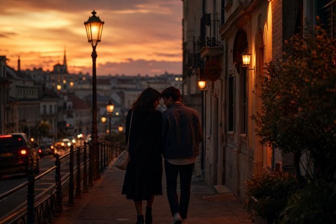 lofi dusk filter romantic couple