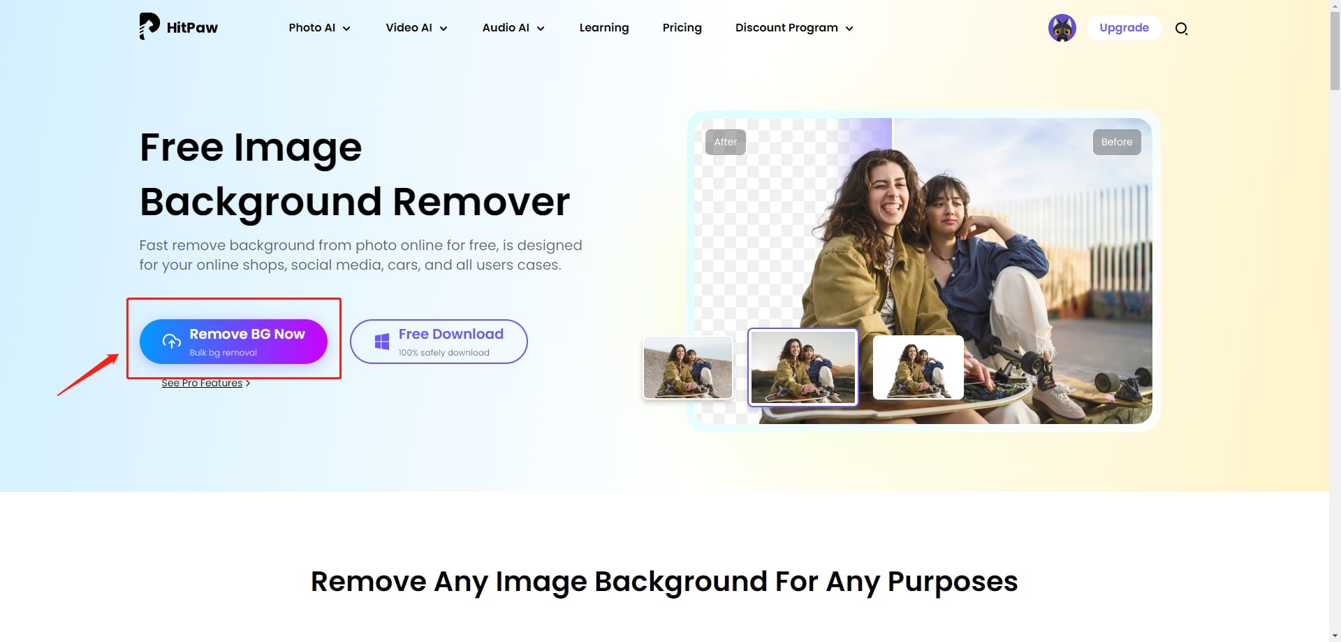 hitpaw online image background remover