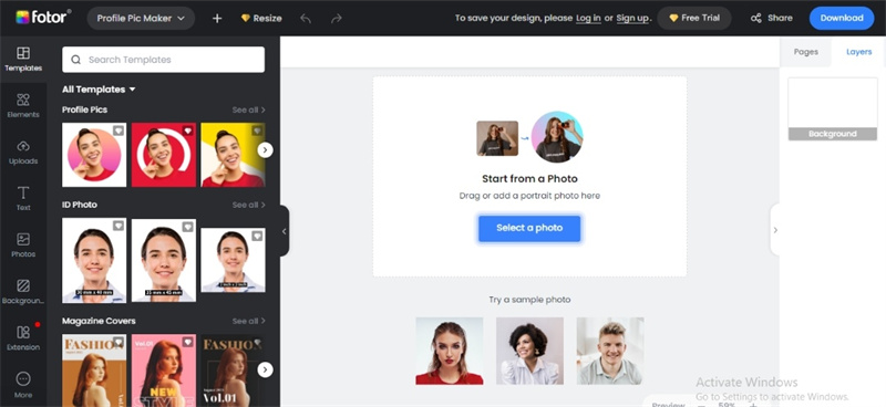 Online Passbild Hintergrund ändern mit Fotor Schritt 2