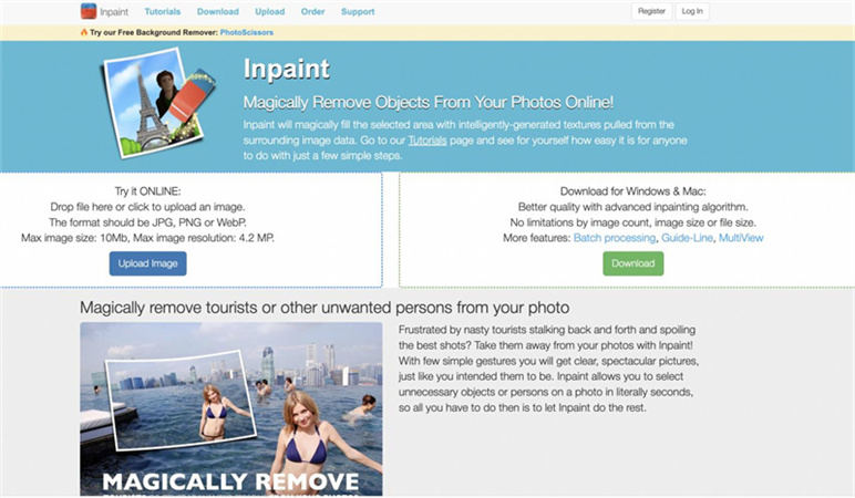 enlever une personne sur une photo en ligne - inpaint