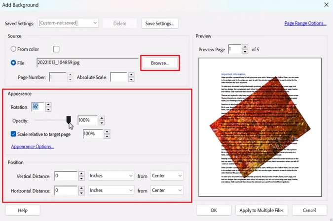 image watermark adobe digital to pdf