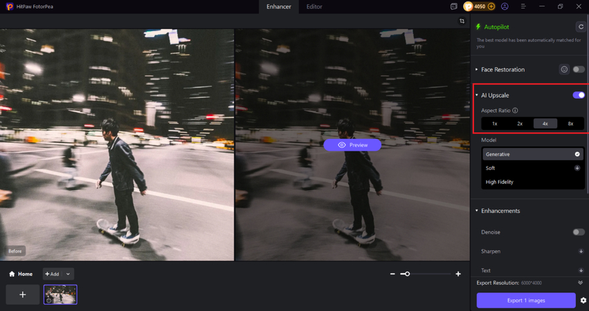 upload an image and enhance it