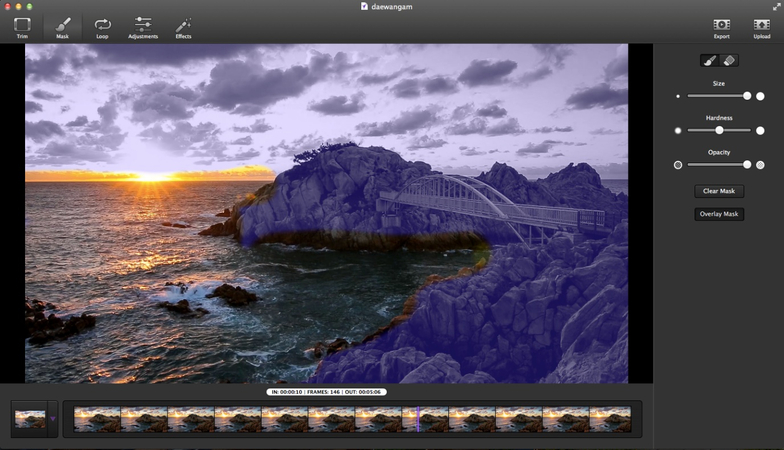 screenshot of cinemagraph pro making the image move