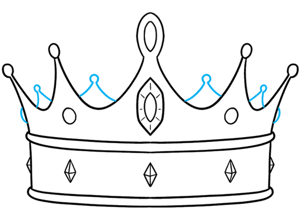 finished crown outline with smaller peaks and rounded base details