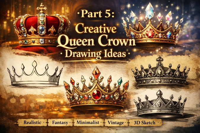different ideas to draw queen crown