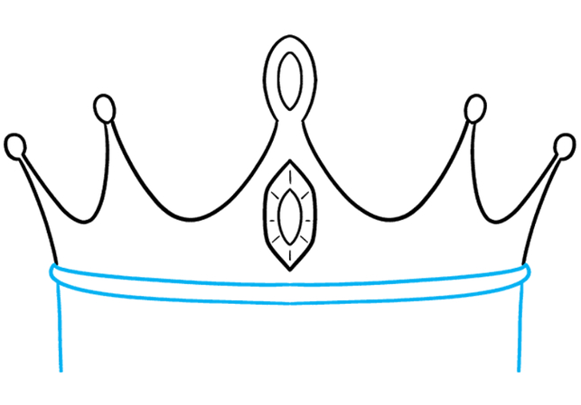 curved ridge band and vertical support lines drawn to shape the crown base