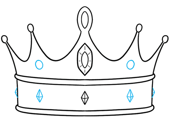 small circles, diamonds, and edge jewel shapes added across the crown