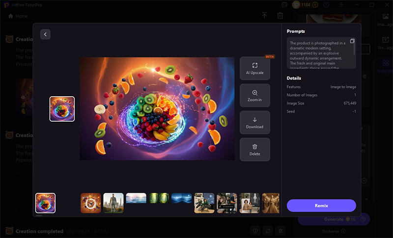 add explosive food effect to food photo with fotorpea