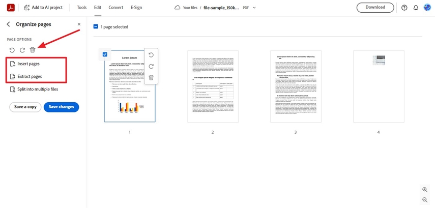 edit pdf online adobe organize pages