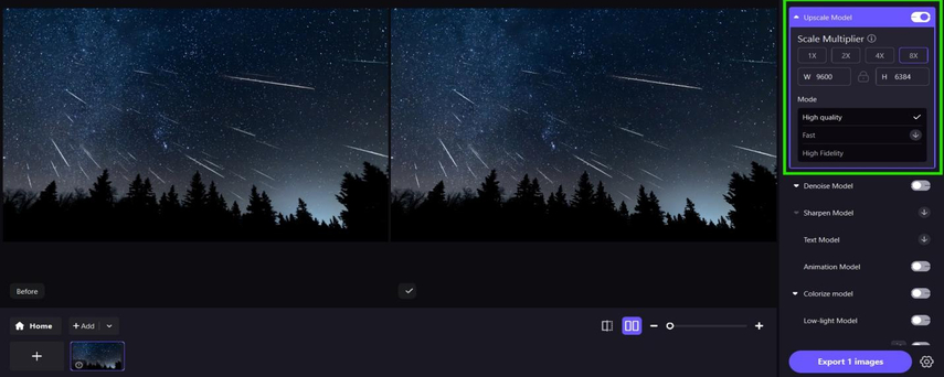 upscale your meteor shower photograph