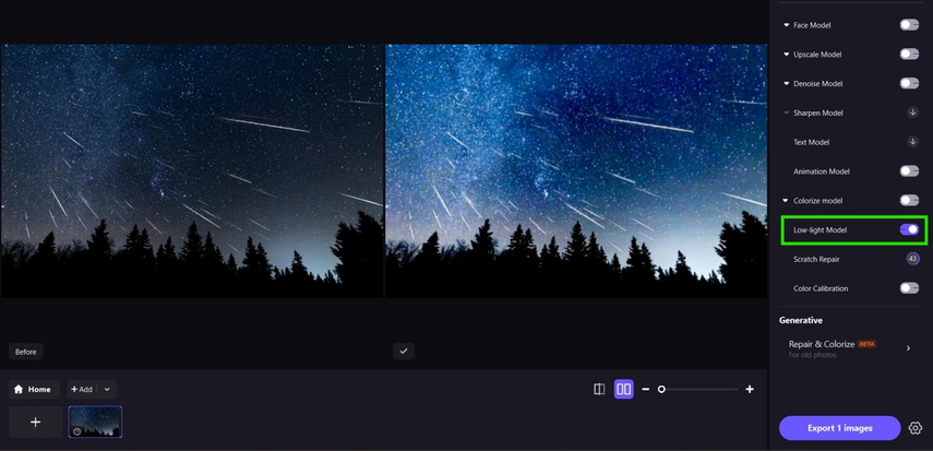 the low light model can make your image more clearer