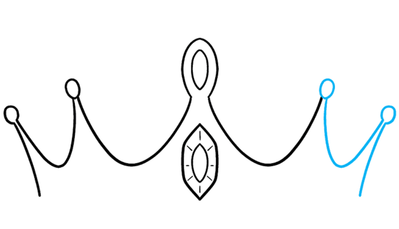 matching curved arch and oval added to balance the right side of the crown