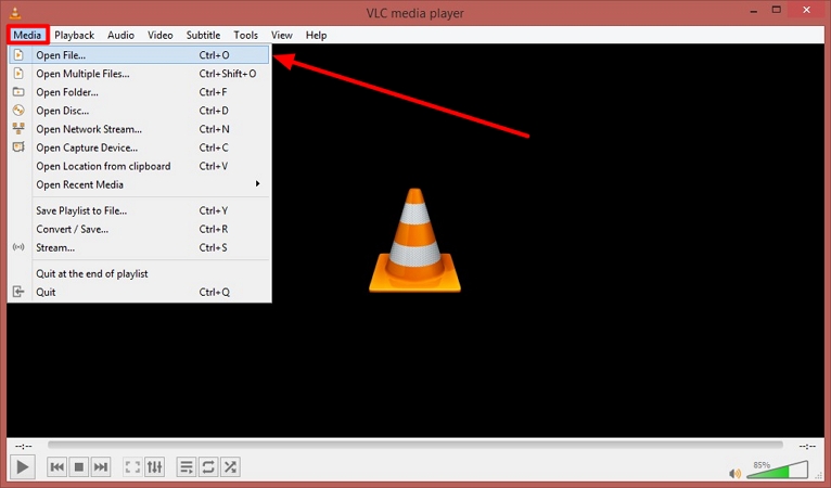 open video vlc and add subtitles