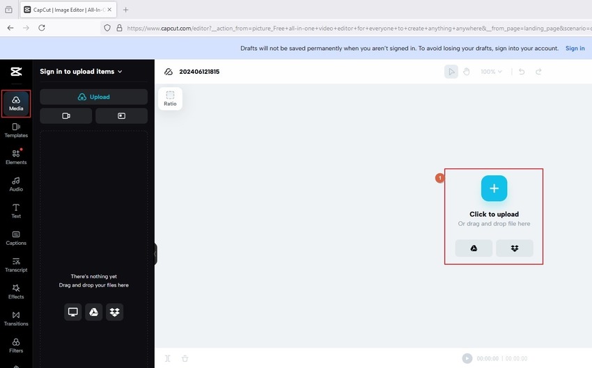 メディアファイルをアップロード