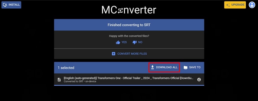 descargar archivo de subtítulos desde mconverter