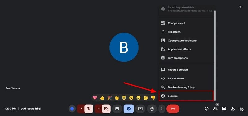 google meet settings