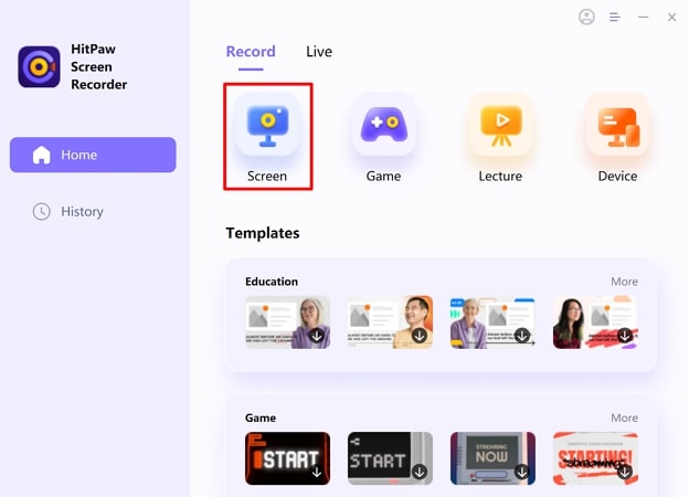 start hitpaw screen recorder