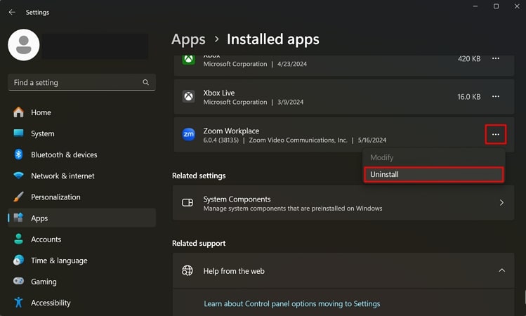 윈도우 기기에서 줌 삭제하기
