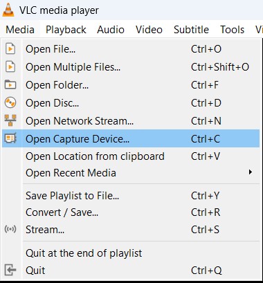 vlc open capture device