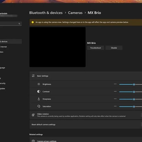 webcam settings on windows