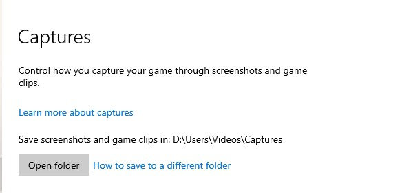 windows captures save path
