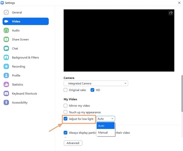 zoom video quality settings