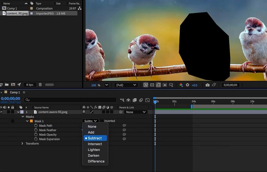 adobe after effects substract