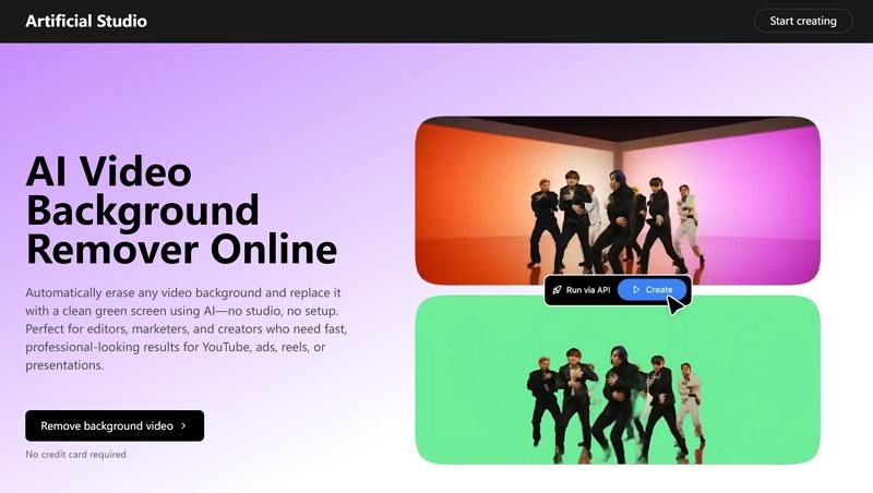 artificial studio video background remover