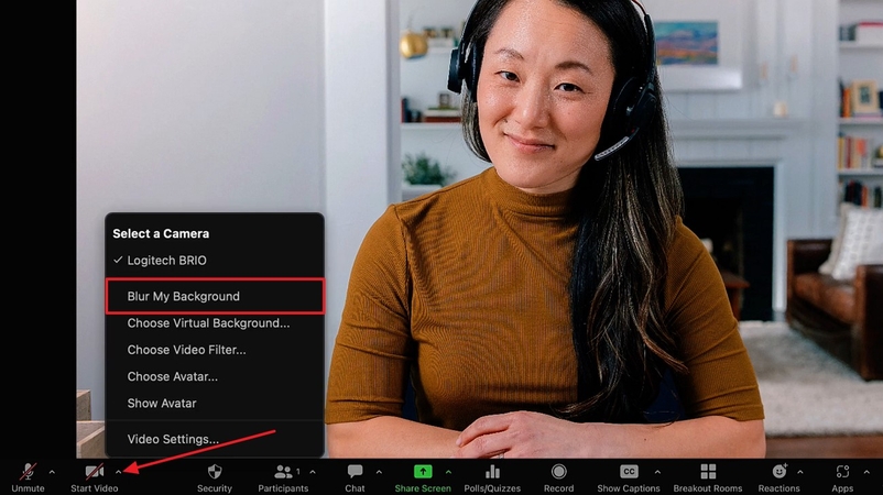 blur my background zoom settings