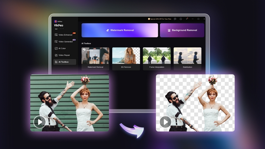 remove kling video background in vikpea