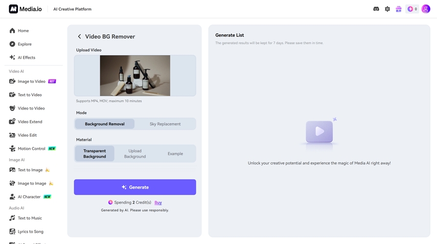 media.io remove video background
