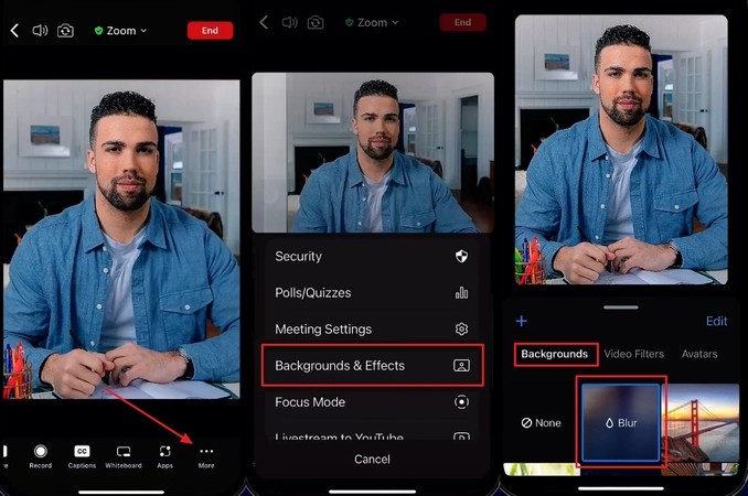 blur zoom background meetings on app