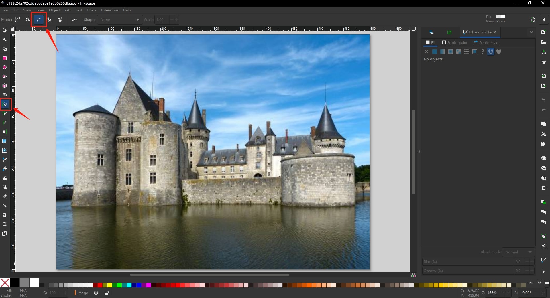 select bezier pen in inkscape